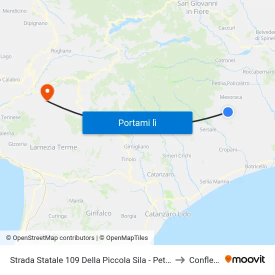 Strada Statale 109 Della Piccola Sila - Petron? to Conflenti map