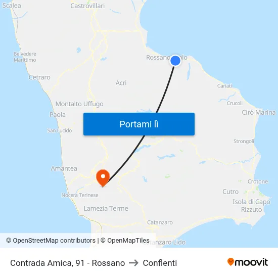 Contrada Amica, 91 - Rossano to Conflenti map