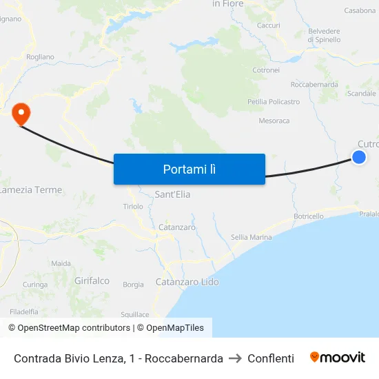 Contrada Bivio Lenza, 1 - Roccabernarda to Conflenti map