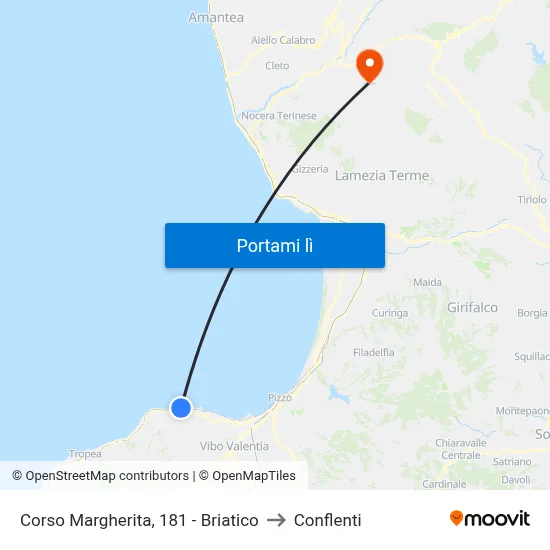 Corso Margherita, 181 - Briatico to Conflenti map