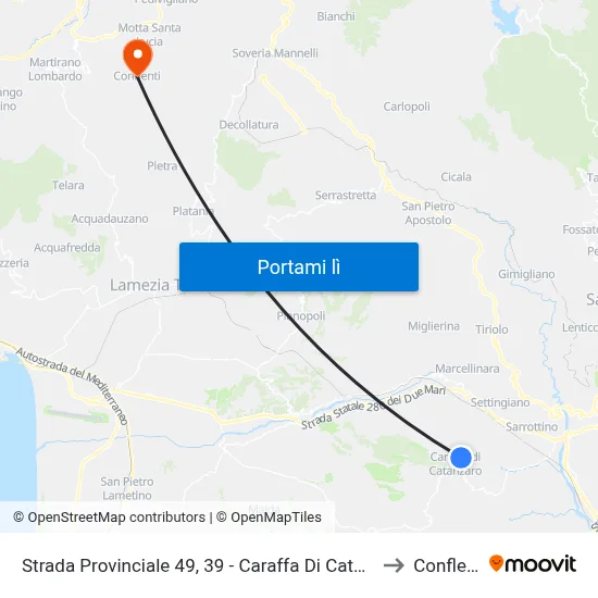 Strada Provinciale 49, 39 - Caraffa Di Catanzaro to Conflenti map
