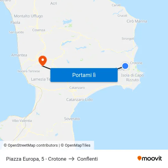 Piazza Europa, 5 - Crotone to Conflenti map