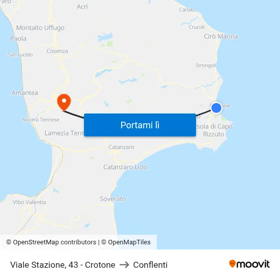 Viale Stazione, 43 - Crotone to Conflenti map