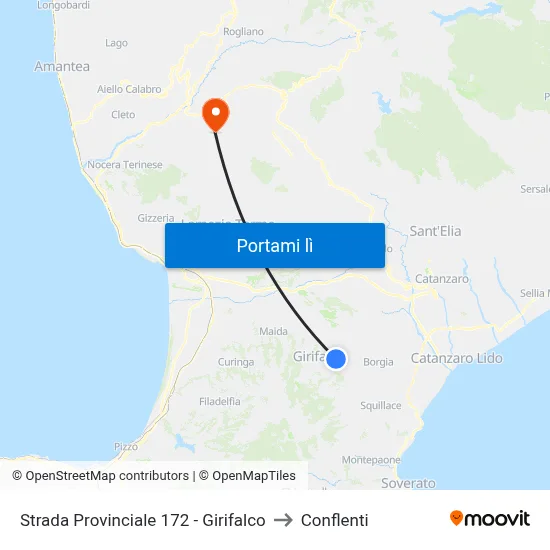 Strada Provinciale 172 - Girifalco to Conflenti map