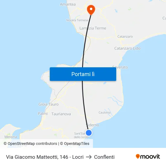 Via Giacomo Matteotti, 146 - Locri to Conflenti map