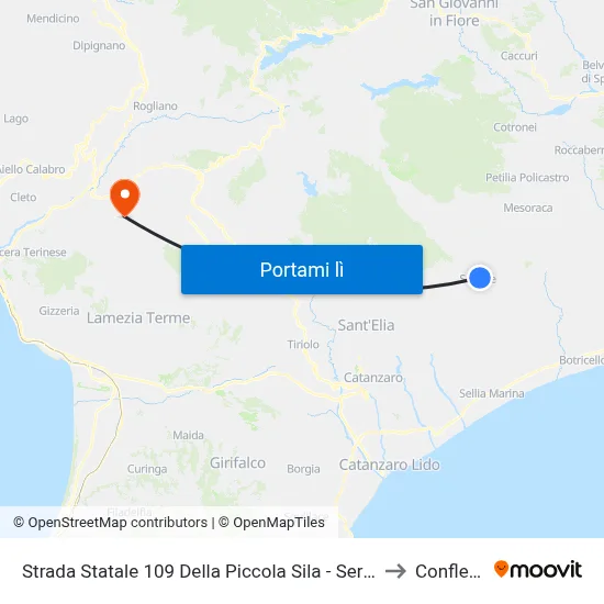 Strada Statale 109 Della Piccola Sila - Sersale to Conflenti map