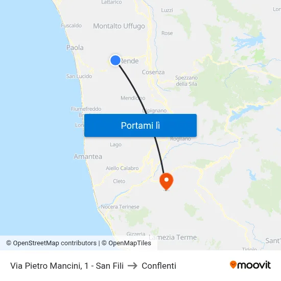 Via Pietro Mancini, 1 - San Fili to Conflenti map