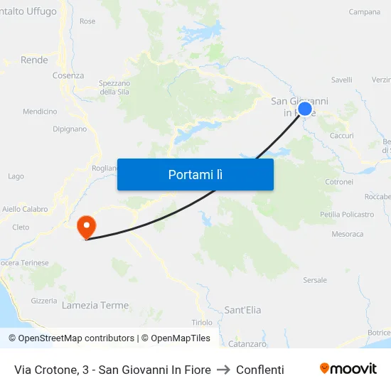 Via Crotone, 3 - San Giovanni In Fiore to Conflenti map