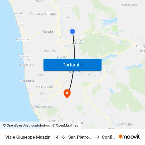 Viale Giuseppe Mazzini, 14-16 - San Pietro In Guarano to Conflenti map
