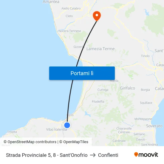 Strada Provinciale 5, 8 - Sant'Onofrio to Conflenti map