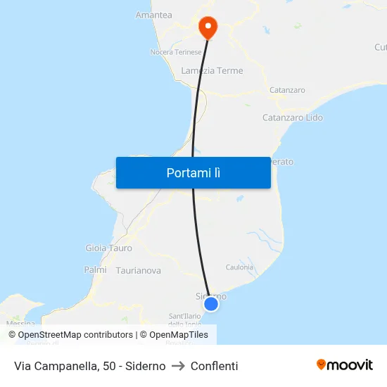 Via Campanella, 50 - Siderno to Conflenti map