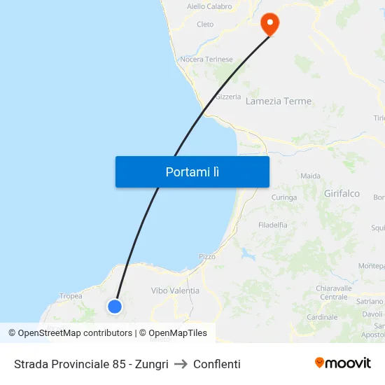 Strada Provinciale 85 - Zungri to Conflenti map