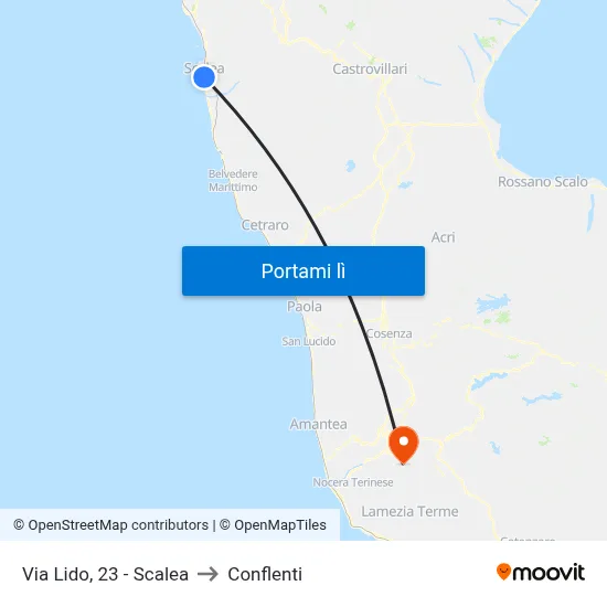 Via Lido, 23 - Scalea to Conflenti map