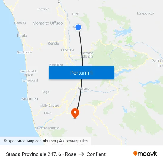 Strada Provinciale 247, 6 - Rose to Conflenti map