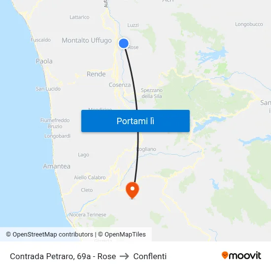 Contrada Petraro, 69a - Rose to Conflenti map