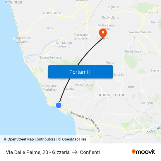 Via  Delle Palme, 20 - Gizzeria to Conflenti map