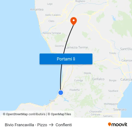 Bivio Francavilla - Pizzo to Conflenti map