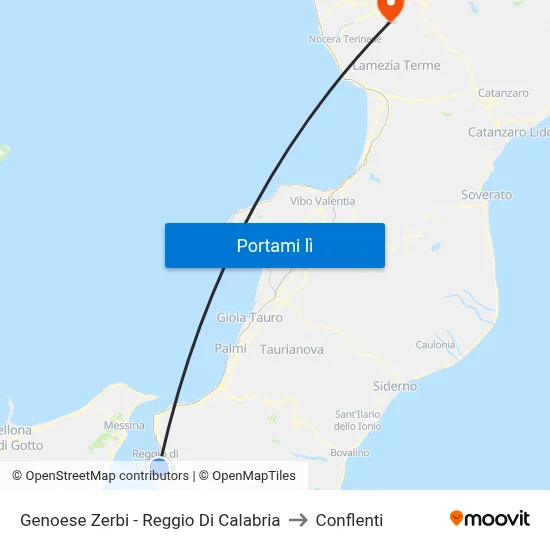 Genoese Zerbi - Reggio Di Calabria to Conflenti map
