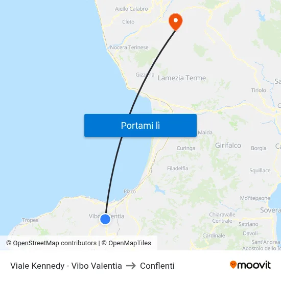 Viale  Kennedy - Vibo Valentia to Conflenti map