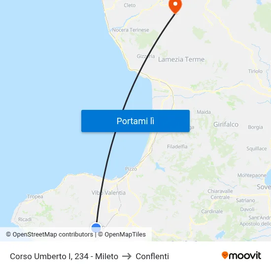 Corso Umberto I, 234 - Mileto to Conflenti map