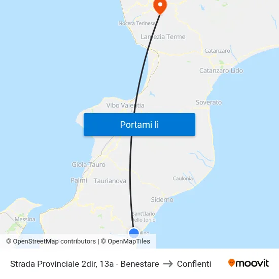 Strada Provinciale 2dir, 13a - Benestare to Conflenti map