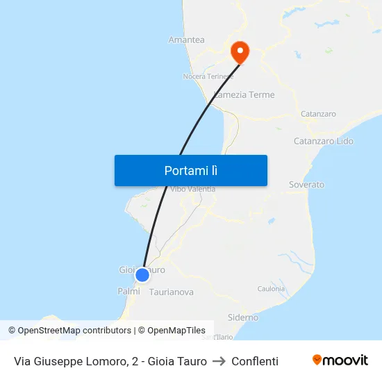 Via Giuseppe Lomoro, 2 - Gioia Tauro to Conflenti map