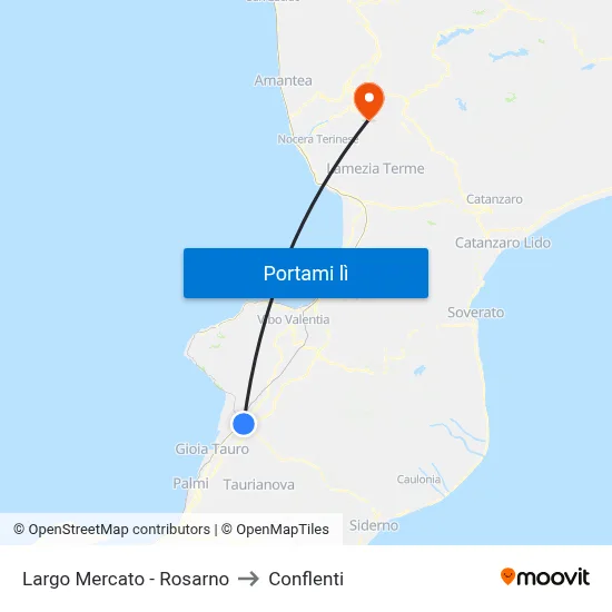 Largo Mercato - Rosarno to Conflenti map
