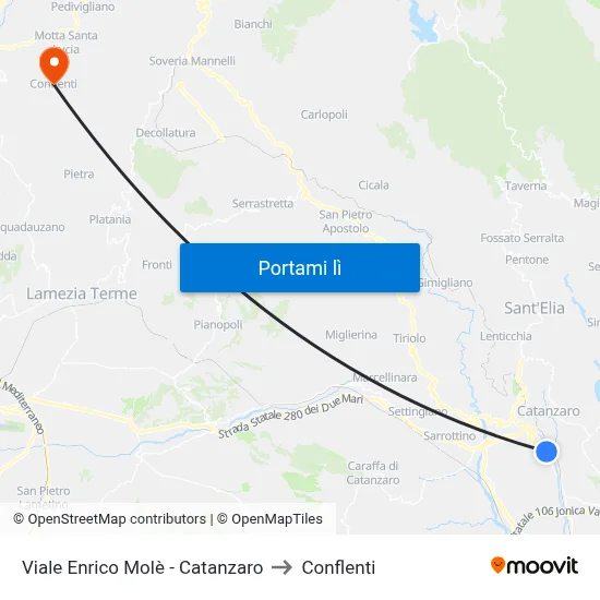 Viale Enrico Molè - Catanzaro to Conflenti map