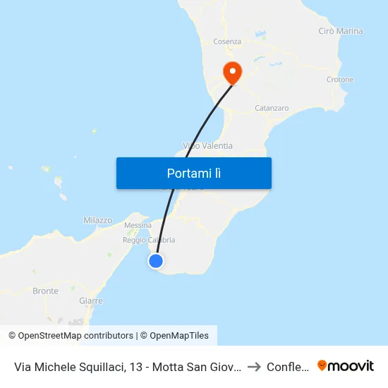 Via Michele Squillaci, 13 - Motta San Giovanni to Conflenti map