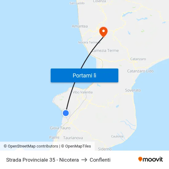 Strada Provinciale 35 - Nicotera to Conflenti map