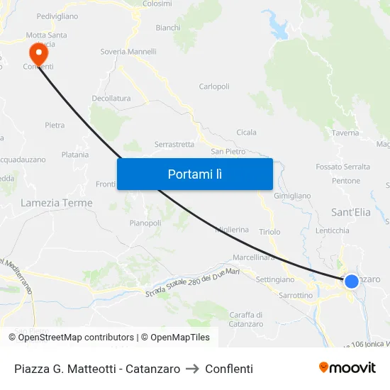 Piazza G. Matteotti - Catanzaro to Conflenti map