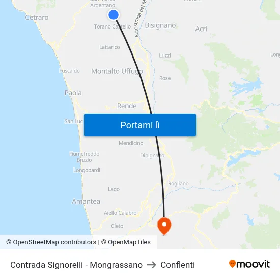 Contrada Signorelli - Mongrassano to Conflenti map