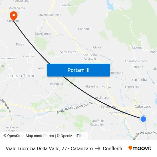 Viale Lucrezia Della Valle, 27 - Catanzaro to Conflenti map