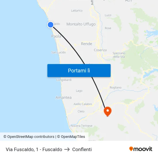 Via Fuscaldo, 1 - Fuscaldo to Conflenti map