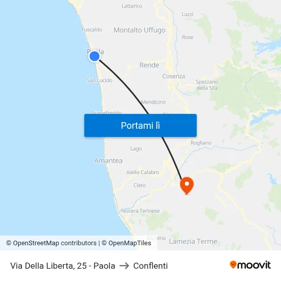 Via Della Liberta, 25 - Paola to Conflenti map
