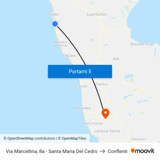 Via Marcellina, 8a - Santa Maria Del Cedro to Conflenti map