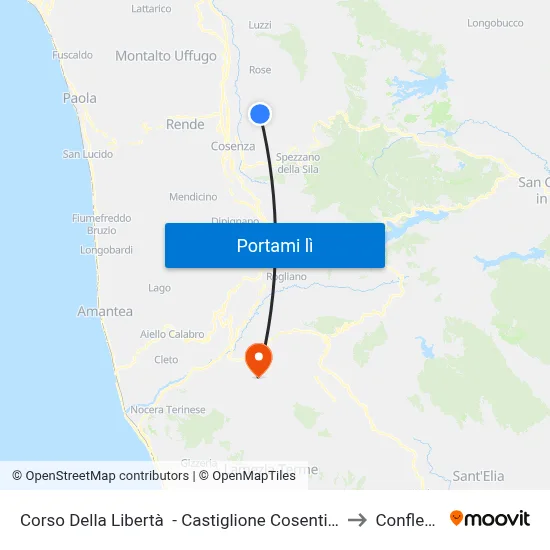 Corso Della Libertà  - Castiglione Cosentino to Conflenti map