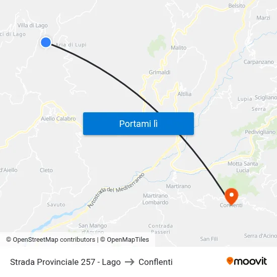 Strada Provinciale 257 - Lago to Conflenti map