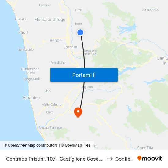 Contrada Pristini, 107 - Castiglione Cosentino to Conflenti map