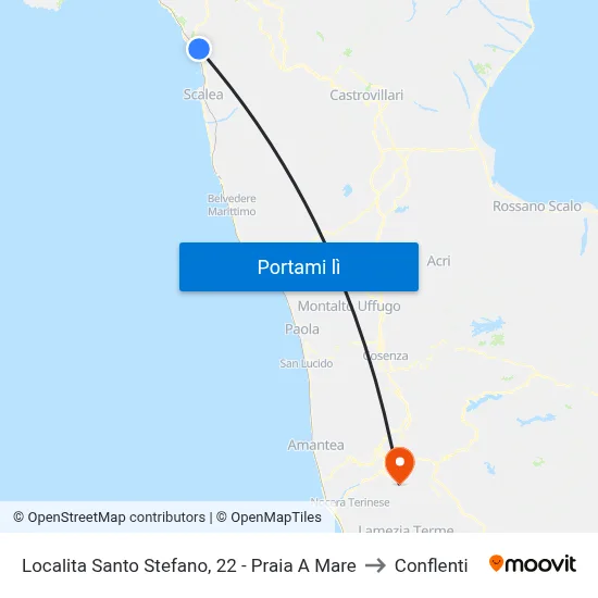 Localita Santo Stefano, 22 - Praia A Mare to Conflenti map