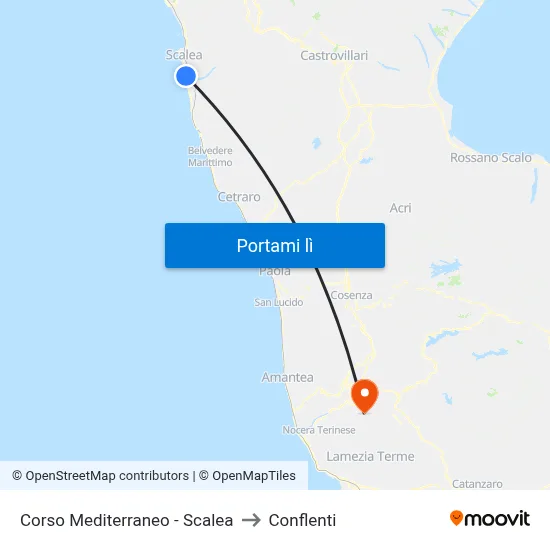 Corso Mediterraneo - Scalea to Conflenti map