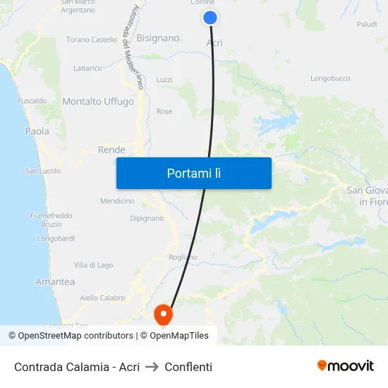 Contrada Calamia - Acri to Conflenti map