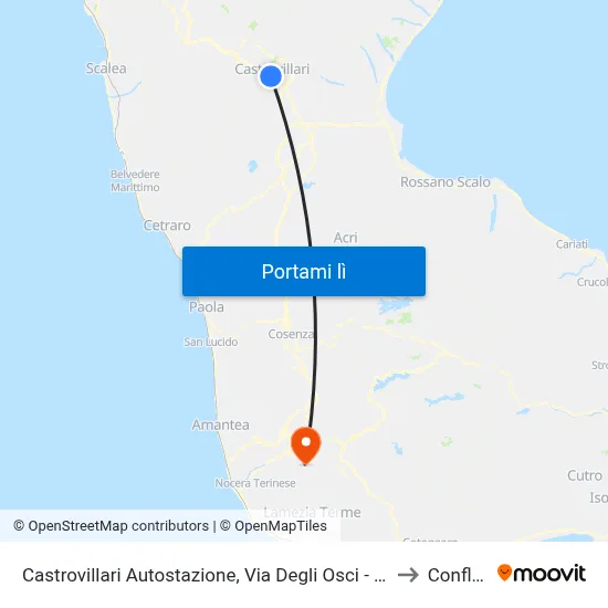 Castrovillari Autostazione, Via Degli Osci - Castrovillari to Conflenti map
