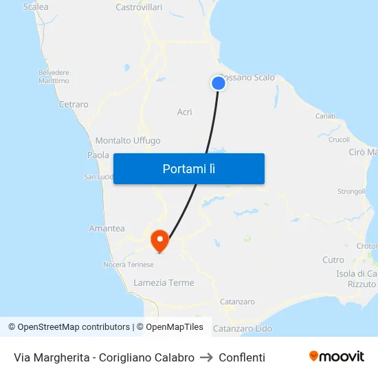 Via  Margherita - Corigliano Calabro to Conflenti map