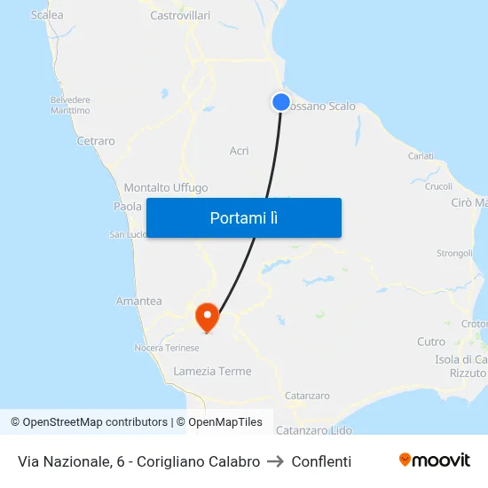 Via  Nazionale, 6 - Corigliano Calabro to Conflenti map