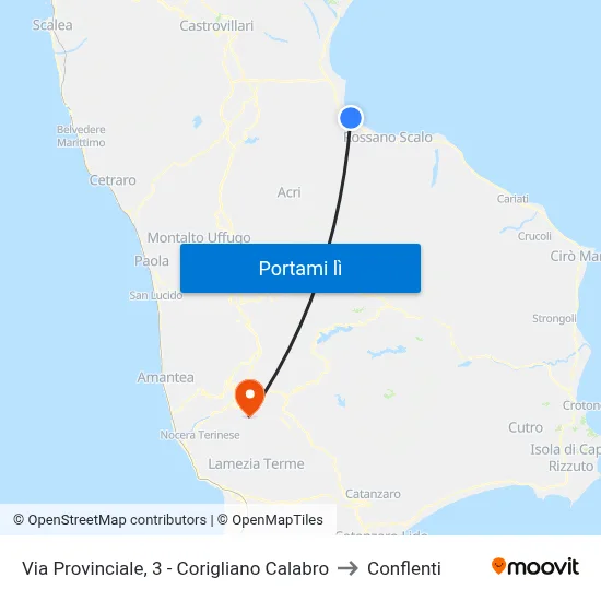 Via  Provinciale, 3 - Corigliano Calabro to Conflenti map