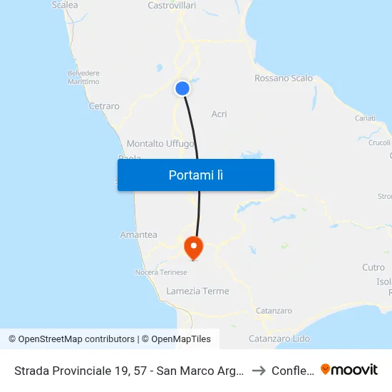 Strada Provinciale 19, 57 - San Marco Argentano to Conflenti map
