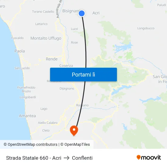 Strada Statale 660 - Acri to Conflenti map