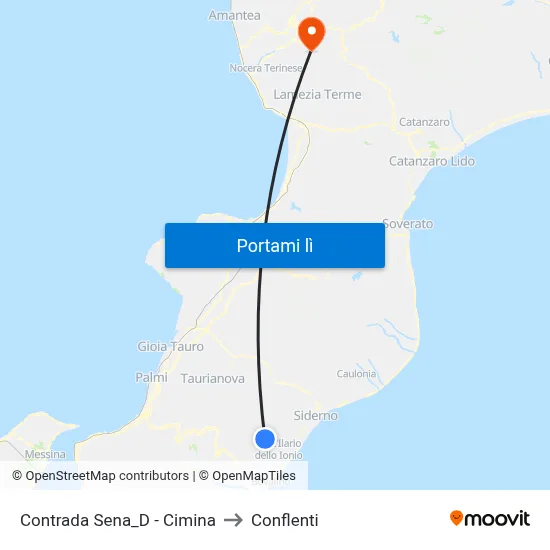Contrada Sena_D - Cimina to Conflenti map
