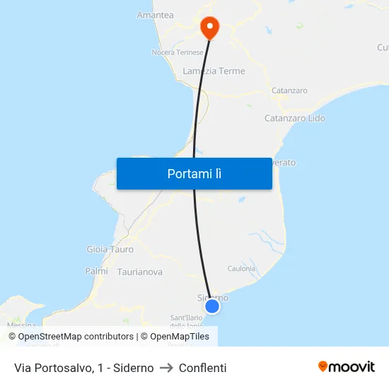 Via Portosalvo, 1 - Siderno to Conflenti map